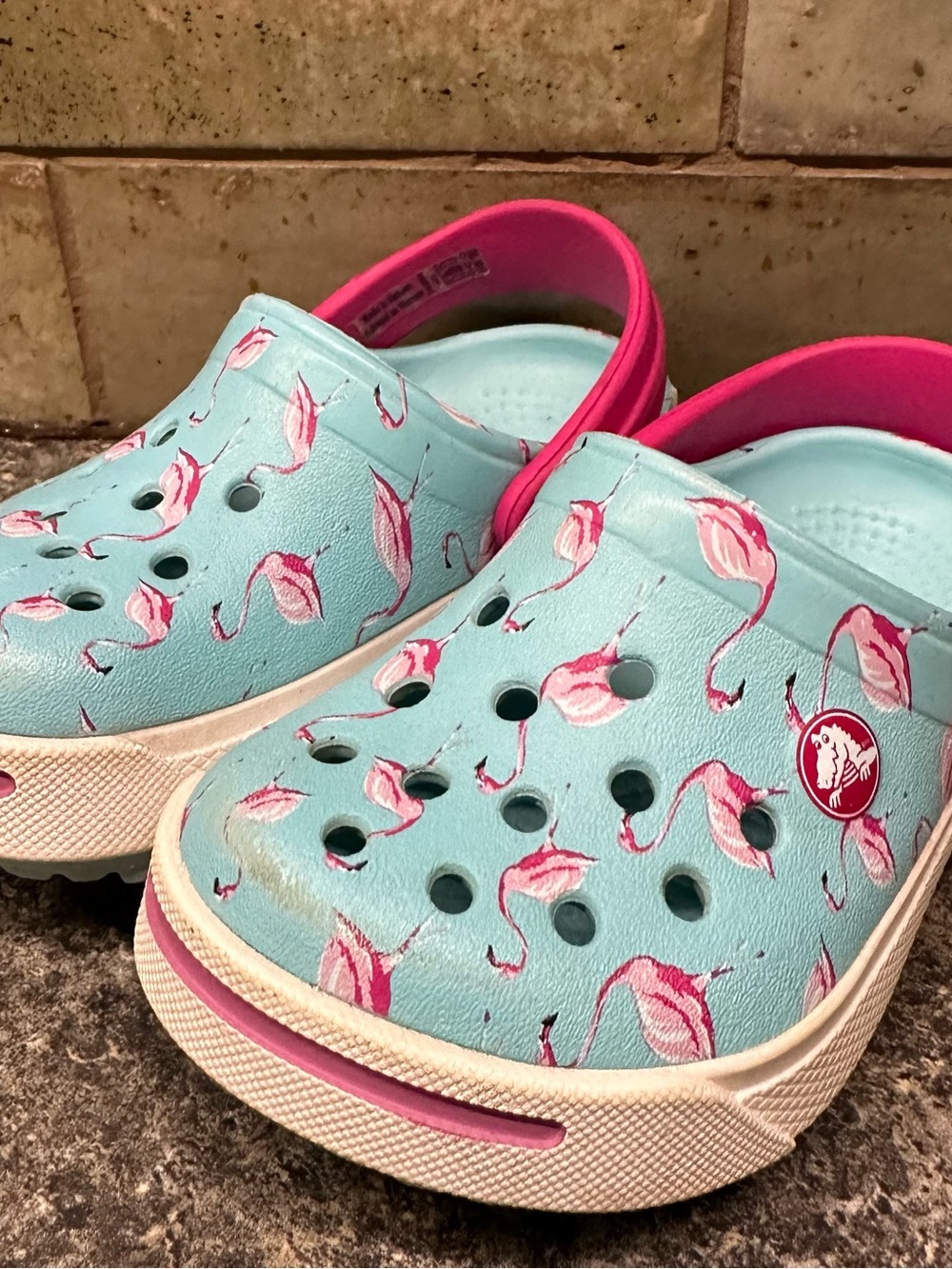 Crocs Baby Clogs Pink Blue Flamingo Shoes Size 5 C 5